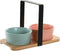 Set voor voorgerechtjes DKD Home Decor Porselein Multicolour Bamboe (20 x 10,5 x 14 cm) (3 Onderdelen)