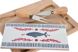Set voor voorgerechtjes DKD Home Decor Rood Blauw Keramiek Mediterrane Huizen (24,5 x 20 x 1,2 cm)