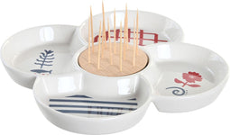 Set voor voorgerechtjes DKD Home Decor Rood Blauw Wit Keramiek Mediterrane Huizen (22 x 22 x 7 cm)