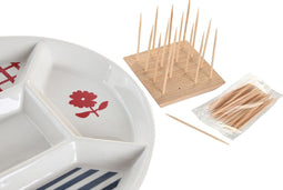 Set voor voorgerechtjes DKD Home Decor Rood Blauw Wit Keramiek Mediterrane Huizen (23,5 x 23,5 x 7 cm)