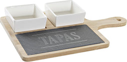 Set voor voorgerechtjes DKD Home Decor Tapas Raad van bestuur Bamboe Keramiek (31 x 20 x 5 cm) (3 Onderdelen)
