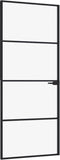 vidaXL - Binnendeur - 83x201,5 - cm - gehard - glas - en - aluminium - smal - zwart