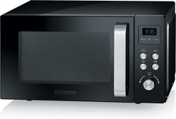Severin MW 7752 - Combi - Magnetron met grill- en heteluchtfunctie tot 200 °C - Incl Pizzaplaat Ø 28 cm - 23 Liter - Timer en Automatische programma's - Zwart / Zilver