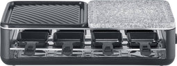 SEVERIN RG 2366 Black Line gourmetstel - PFAS vrije baklaag - 8 personen - temperatuurinstelling - vaatwasserbestendig - 8 pannetjes met parkeerfunctie - Natuursteen en keramisch grilloppervlak