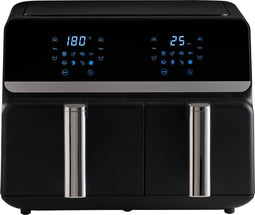 SEVVA® Dubbele Airfryer XXL - Duo Airfyer - Heteluchtfriteuse - Heteluchtoven - Airfryer Oven - 9L - Zwart - 2 Vakken