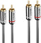 Lindy 35344 - RCA Audio Aansluitkabel - 24K vergulde contacten - Antraciet