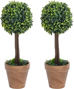 vidaXL - Kunstplanten - met - pot - 2 - st - buxus - bolvorming - 41 - cm - groen