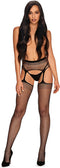 Sexy Visnet Jarretel Panty - Zwart