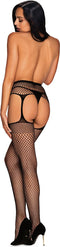 Sexy Visnet Jarretel Panty - Zwart