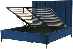 SEZANNE - Bed met opbergruimte - Blauw - 160 x 200 cm - Fluweel