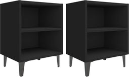 vidaXL - Nachtkastjes - 2 - st - met - metalen - poten - 40x30x50 - cm - zwart