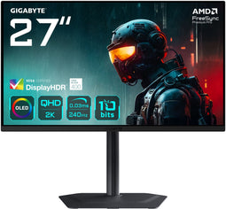 Gigabyte MO27Q2 - Gamingmonitor 27" QHD 240Hz QD-OLED - Zwart
