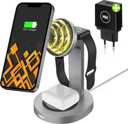 MW® DO201 - Draadloze Oplader - 3-in-1 - MagSafe - Space Grey