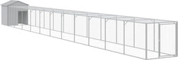 vidaXL - Kippenhok - met - ren - 117x1221x123 - cm - staal - lichtgrijs