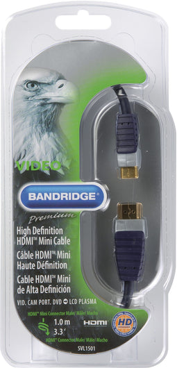 Bandridge SVL1501 - Mini HDMI Kabel - 1080p Full HD - Grijs Zwart