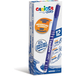 Carioca - balpen Oops, medium, uitwisbaar, doos van 12 stuks, blauw