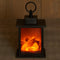 Sfeerhaard/open haard lantaarn zwart met led verlichting L12 x B12 x H18,5 cm - Woondecoratie/kerstversiering verlichting