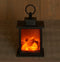Sfeerhaard/open haard lantaarn zwart met led verlichting L12 x B12 x H18,5 cm - Woondecoratie/kerstversiering verlichting
