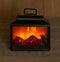 Sfeerhaard/open haard lantaarn zwart met led verlichting L18 x B9 x H16 cm - Woondecoratie/kerstversiering verlichting