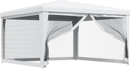 vidaXL - Partytent - met - 4 - mesh - zijwanden - 4x4 - m - wit