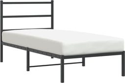 vidaXL - Bedframe - met - hoofdbord - metaal - zwart - 90x200 - cm