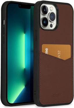 Accezz iPhone 13 Pro Max - Premium Leather Card Slot Backcover - Echt Nappa leer - Bruin