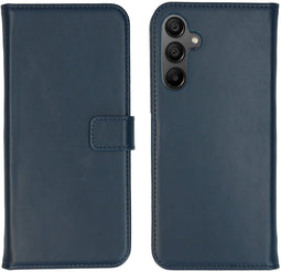 Selencia Samsung Galaxy A15 - Echt Lederen Bookcase - 3 Pashouders - Donkerblauw