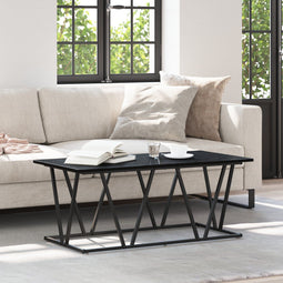 vidaXL - Salontafel - in - zwart - eiken - - - 100x50x40 - cm - - - Gemaakt - van - composiet - hout - en - metaal