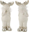 J-Line kerstfiguur Rendier - keramiek - wit/zilver - large - 2 stuks