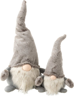 J-Line figuur Kerstman Staand - polyester/pluche - grijs/wit - large