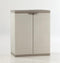 TITANIUM PLASTIKEN Lage kast met 2 deuren en planken l70 x B44 x H88 cm Beige en Taupe TITANIUM assortiment binnen / buiten