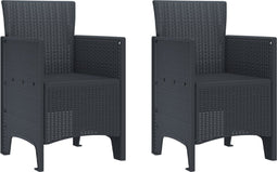 vidaXL - Tuinsetjes - 2 - st - Anthraciet - Poly - Rattan