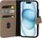 Mobiparts iPhone 15 - 2 in 1 Wallet Case - Echt leer met uitneembare backcover - Taupe