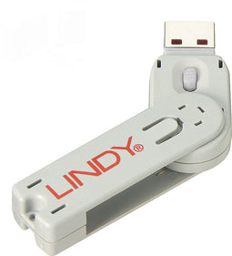Lindy USB Port Blocker 40624 - Poortblokkeersleutel - Blokkeert USB Type A poorten - Wit