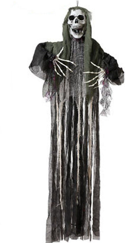 Halloween/horror thema hang decoratie Geest/spook Skelet - met LED licht - enge/griezelige pop - 158 cm