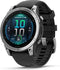 Garmin Fenix E 47 mm zilver met een zwarte siliconen polsband
