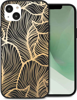 iMoshion Hoesje Geschikt voor iPhone 14 Plus Hoesje Siliconen - iMoshion Design hoesje - Goud / Golden Leaves