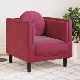 vidaXL Fauteuil met kussen fluweel wijnrood