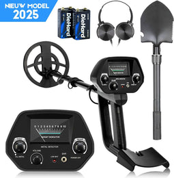 Madine Metaaldetector - Handmetaaldetector - Verstelbare Hoogte - Inclusief Koptelefoon en Schep