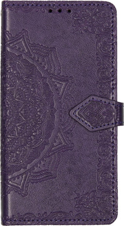 Hoesje Met Pasjeshouder Geschikt voor Motorola Moto E6 Play - Mandala Bookcase - Paars