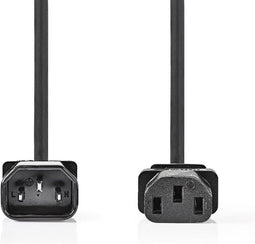 Stroomkabel - IEC-320-C13 - IEC-320-C14 - Recht - Recht - Vernikkeld - 2.00 m - Rond - PVC - Zwart - Label