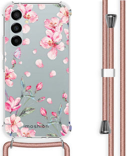 iMoshion Hoesje Geschikt voor Samsung Galaxy A54 (5G) Hoesje Met Koord - iMoshion Design Hoesje met Koord - Roze / Blossom Watercolor