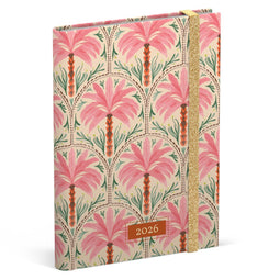 Lannoo Agenda (2026) - Agenda wire-o - Compact 120x160mm - Exotisch palmenmotief - Roze
