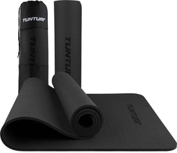 Tunturi Yoga Mat 8mm - Extra dikke fitnessmat - Antislip en ecologisch - Zwart