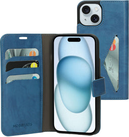 Mobiparts iPhone 15 - Classic Wallet Case - Ruimte voor pasjes - Steel Blue