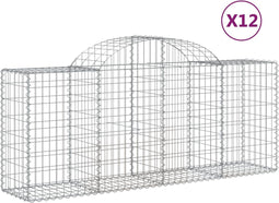 vidaXL - Schanskorven - 12 - st - gewelfd - 200x50x80/100 - cm - ijzer