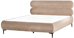 LESSAY - Tweepersoonsbed - Taupe - 180 x 200 cm - Fluweel