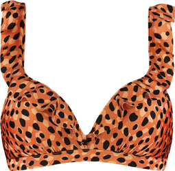Beachlife Leopard Spots - Ruffle bikinitop - Voorgevormde cups en beugel - Dierenprint 90D
