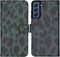 iMoshion Hoesje Geschikt voor Samsung Galaxy S21 FE Hoesje Met Pasjeshouder - iMoshion Design Softcase Bookcase - Zwart / Meerkleurig / Groen / Green Leopard