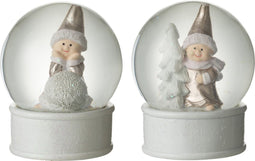 J-Line decoratie Waterbal Kind Winter - polyetheen - wit/roze - 2 stuks